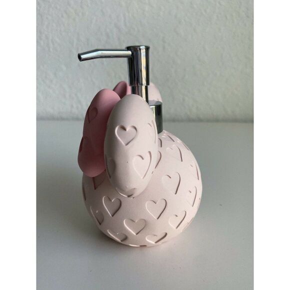 DISNEY Minnie MOUSE Pink Heart PRINT SOAP Lotion DISPENSER WITH PUMP New - Picture 3 of 7